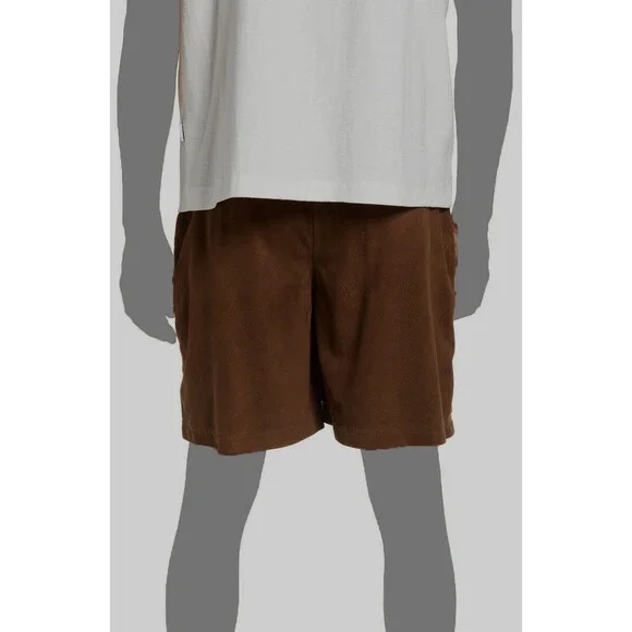 $875 PURPLE BRAND Men's Brown Perforated Suede Sweat Shorts Size XL